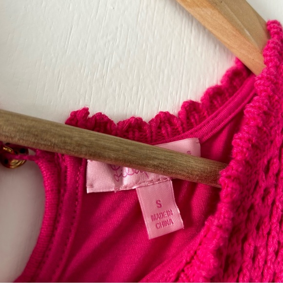 Lilly Pulitzer Molly Azalea pink harbor crochet sleeveless sweater dress - Picture 6 of 6